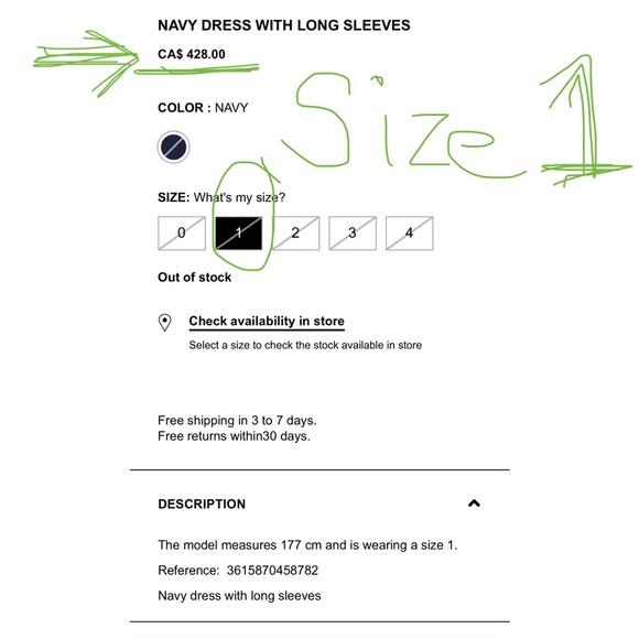 The Kooples 2024 Sz 1 Navy Dress with Sleeves - Picture 15 of 16